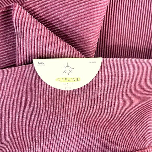 NWT Offline by aerie Ribbed Offline 7/8 Hi-Rise Leggings Dark Red Size XXL - Picture 4 of 13